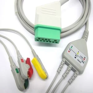 Nihon Kohden 3 Cábla ECG Luaidhe IEC