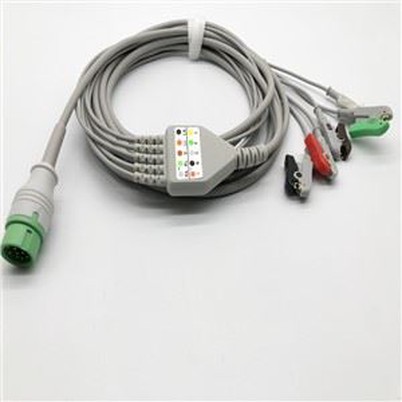 Tháinig 12 Phionna 5 Cábla Ecg Luaidhe Do CM1200 CM1200B H12 Cábla ECG