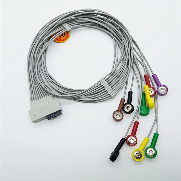 Cardioline 10 Lead ECG Cable 0.9m Holter Cable Snap Connector